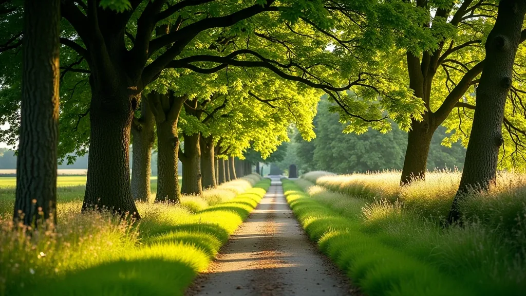 Scenic walking trail through farmland near Jerpoint Abbey with natural lighting and accessible terrain